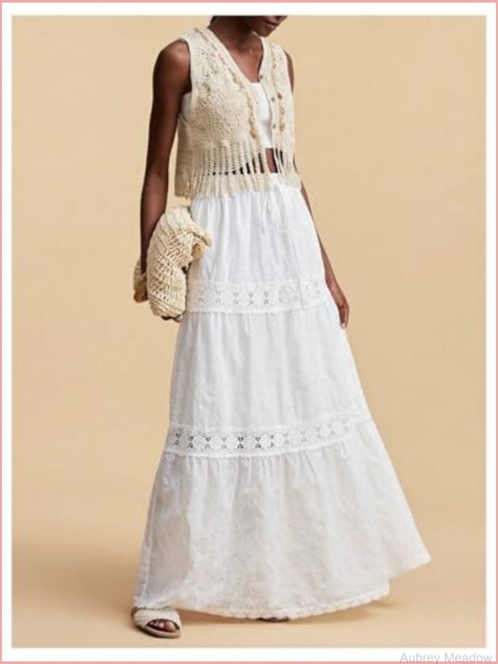 Boho Crochet Tank Crop Top Hollow Out Fringe Summer Vest - Picture 6 of 7
